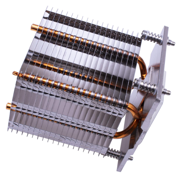 Heat pipe and stamped fin thermal assembly